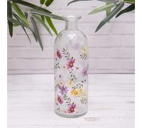 Annibells Meadow Floral Vintage Clear Glass Bottle Bud Vases (17699) - Large
