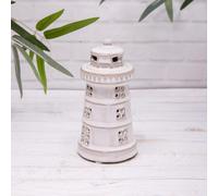 Annibells Off White Ceramic Lighthouse Led Light Up Ornament (18290) - Small