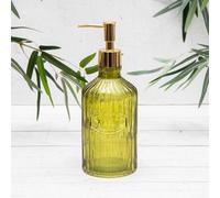 Annibells Pink Green Orange Blue Vintage Ribbed Glass Refillable Soap Dispensers (11879) - Green