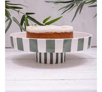Annibells Pink or Green Stripe Ceramic Food Cake Display Stand (Green)