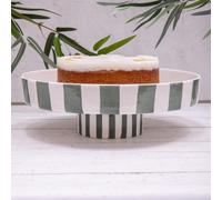Annibells Pink Or Green Striped Ceramic Cake Display Stand - Green (16764)
