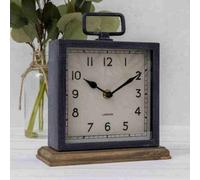 Annibells Rustic Distressed Metal Wood Square Mantel Clock