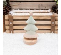 Annibells Sage Green Ceramic Christmas Tree On Wood Base (11188) - Small