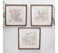 Annibells Set 3 Framed Prints Vintage World Wall Maps (10788)