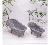 Annibells Vintage Bath Tub Galvanised Zinc Metal Oval Garden Flower Pot Patio Planters (Large)