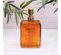 Annibells Vintage Glass Soap Dispensers Gold Pump - Orange