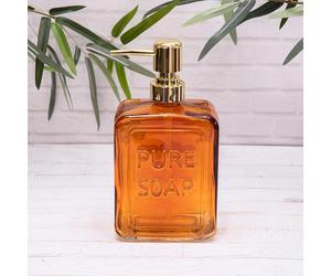 Annibells Vintage Glass Soap Dispensers Gold Pump - Orange