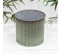 Annibells Vintage Green Patterned Round Metal Flower Pots Garden Planters (24870) - Medium