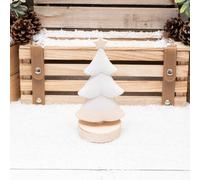 Annibells White Ceramic Christmas Tree On Wood Base (11179) - Small