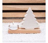 Annibells White Ceramic Wood Santa Reindeer Christmas Tree Candle Holder (11087) - Christmas Tree
