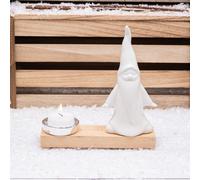 Annibells White Ceramic Wood Santa Reindeer Christmas Tree Candle Holder (11087) - Santa