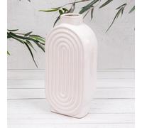 Annibells White Ribbed Natural Glazed Ceramic Oval Vases (8767) - Oval