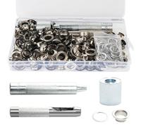 Annickee 160 Sets Grommet Tool Kit, Grommets Eyelet Punch Kit, 10mm Metal Grommet Kit Tool, Eyelets & Punch with Storage Box, Grommet Punch Kit with Metal Washers Setting