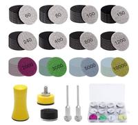 Annickee 205 PCS Wet Dry Sanding Discs 25mm, Hook and Loop Sandpaper 60 to 10000 Grit,Drill Sanding Attachment with Foam Sanding Pad, Backing Pad, Hand Sanding Block, 1/8" Shank, for Metal/Wood/Auto