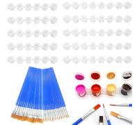 Annickee 40 Pcs Paint Brushes Set, 30 Pcs Paint Brushes for Detail Painting & 10Pcs 3ml Empty Paint Pots Strips, Acrylic Mini Paint Container with Lids, for Student, Art, School