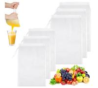 Annickee 6 Pcs Cheese Cloths for Straining, Reusable Cheesecloth Drawstring Bags, 20 x 30 cm und 24 x 36 cm Muslin Cloths for Cooking, Straining Bag, for Juice, Wine, Homebrew, Almond, Nut Milk, Soy