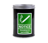 ANNID Novelty Metal Ashtray with Funny Printed Design, Durable Tinplate Cigarette Ash Tray, Decorative Smoking Accessory for Home, Garden, Patio & Man Cave (Notice)