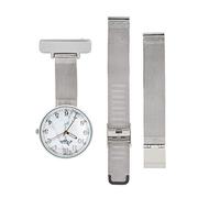 Annie Apple Interchangeable Nurse Watch - Marble Dial with Silver Mesh Strap, Fob-to-Wrist Pocket Watch for Nurses, Hairdressers & Beauticians