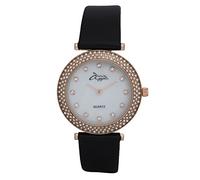 Annie Apple Ladies Designer Crystal Mother of Pearl Rose Gold and Black Watch