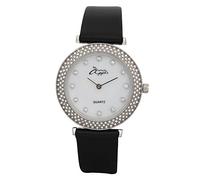 Annie Apple Ladies Designer Crystal Mother of Pearl Silver and Black Watch