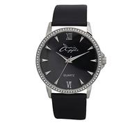 Annie Apple Ladies Designer Crystal Timeless Silver and Black Watch