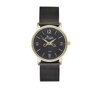 Annie Apple Ladies Designer Hairdresser Beautician Nurses Nurse Scissor Hands Black and Gold Mesh Strap Rose Gold Wrist Watch