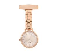 Annie Apple Meraki Nurses Fob Watch - 35mm Rose Gold Case with Light Pink Dial and Rose Gold Stainless Steel Link Strap - Premium Analogue Pocket Watch for Medical & Beauty Professionals