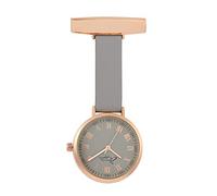 Annie Apple Meraki Nurses Fob Watch - 35mm Rose Gold Case with Slate Grey Dial and Smooth Grey Genuine Leather Strap - Premium Analogue Pocket Watch for Medical & Beauty Professionals