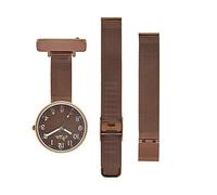 Annie Apple Nurse Fob to Wrist Watch - Dark Chocolate Dial with Cocoa Brown Mesh Interchangeable Strap - Pocket & Wrist Watch for Nurses, Doctors, Hairdressers, Beauticians