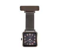 Annie Apple Nurse Fob Watch - Antique Bronze Square Case with Gunmetal Mesh Strap, Pocket Watch for Nurses, Hairdressers & Beauticians