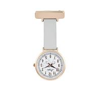 Annie Apple Nurse Fob Watch - Designer Tan Leather Strap, White Gold Round Dial with Scissor Hands, Quartz Pocket Watch for Nurses, Beauticians & Hairdressers