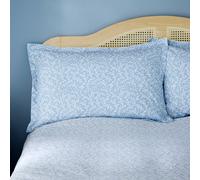 Annie Floral 144 Thread Count Ashley Blue Cotton Oxford Pillowcase