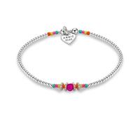 Annie Haak Boho Neon Pink 925 Sterling Silver Bracelet, Multicolour, Turquoise, Orange, Green, Summer, Bohemian, Gift For Women/Girlfriend/Daughter, Festival, Birthday Gift, Handmade in UK (19cm)