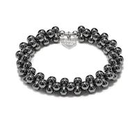 Annie Haak Hematite Peanut 925 Sterling Silver Bracelet Fashionable Hematite Chunky For Her Elegant Protection Anniversary Healing Calming Birthday Casual Bracelet For Women Friend Handmade in UK 19cm
