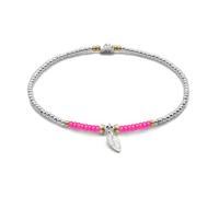 Annie Haak Maisie Feather Neon 925 Sterling Silver Bracelet, 24ct Gold Plated Beads, Bohemian, Summer, Modern, Gift For Women/Girlfriend, Festival, Birthday, Handmade in UK (Pink, 17cm)