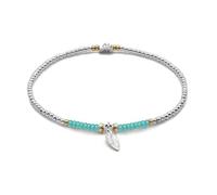 Annie Haak Maisie Feather Neon 925 Sterling Silver Bracelet, 24ct Gold Plated Beads, Bohemian, Summer, Modern, Gift For Women/Girlfriend, Festival, Birthday, Handmade in UK (Turquoise, 17cm)