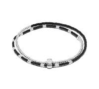Annie Haak Noir Serasi Dua 925 Sterling Silver Bracelet with Solid Binding Ring Elegant Black Japanese Beads Fashionable For Women Girlfriend Wife Anniversary Friendship Bracelet Handmade in UK 19cm