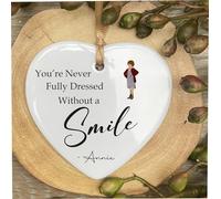Annie Musical Theatre Smile Gift Quote Ceramic Heart Gift Plaque Office Hanging Sign cr151