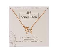 Annie Oak Womens 316L Stainless Steel 18k Rose Gold Geometric Chihuahua Dog Princess Length Necklace