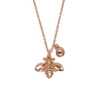 Annie Oak Womens 925 Silver 18k Rose Gold Bee and Crystal Necklace Princess Length