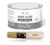 Annie Sloan Clear Wax 500 ml & Dovetails Vintage Stencil Brush 30mm Bundle - Chalk Paint Finishing Kit with Waxing Brush
