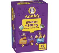 Annie's Sweet and Salty Snack Variety Pack, Cheddar Bunnies, Bunny Grahams and Bunny Fruit Flavored Snacks, Organic Kids Snacks, 12 Bags, 10 oz