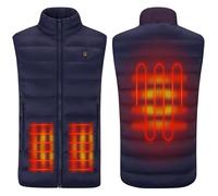 ANNIOU Navy Heated Gilet for Men & Women - Electric Heated Vest with One-Button Temperature Control, 3 Heating Zones, Lightweight USB Powered Warmth (UK, Alpha, XL, Regular, Regular, Navy)
