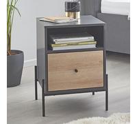 anniston wooden bedside cabinet with 1 drawer in anthracite oak