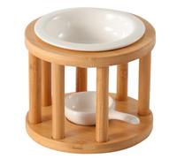 ANNIUP 1 Piece Bamboo Ceramic Essential Oil Burner Ceramic Wax Melt Burner Tea Light Candle Holder Burner Home Decorative Ornament