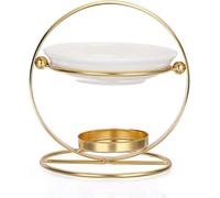 ANNIUP 1 Piece Gold Metal Iron Flower Basket Candle Wax Burner Metal Aromatic Oil Burner With Ceramic Bowl Furniture Decoration Aroma Diffuser