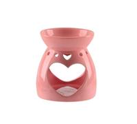 ANNIUP 1 Piece Wax Melt Essential Oil Burner Double Love Pattern Burner Ceramic Scented Wax Melt Warmer Aromatherapy Oil Warmer, Pink