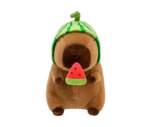 ANNIUP 25cm Ugly-Cute Capybara Plushie Plush Toy Cuddly Soft Toys Stretchy-Mouth Plush with Watermelon Hat Capybara Stuffed Animals Toys for Kids Pillow Toys Decorative Gift for Kids