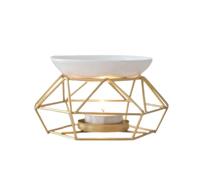 ANNIUP Aromatic Oil Burner Geometric Ceramic Essential Oil Candle Holder Home Office Decoration, Gold