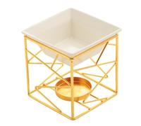 ANNIUP Golden Square Metal Ceramic Oil Burner,Metal Wax Melt Burner,Warmer Melter Fragrance Wax Burner,Assorted Wax Warmer,Candle Scented Diffuser, Lovely Aromatherapy Aroma Burner